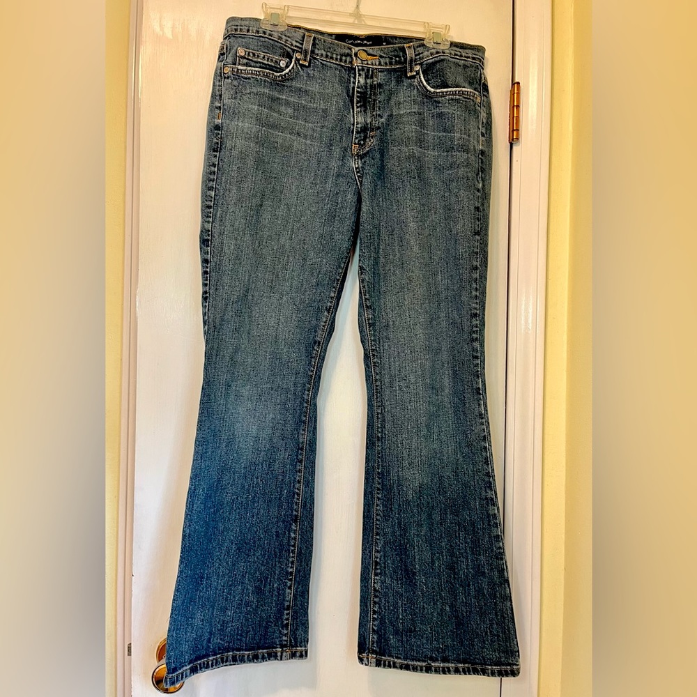 Y2K Calvin Klein Flare Boot Cut Denim blue Jeans Medium Wash Mid Rise - Size 12